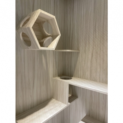 六角形貓窩與跳台細部,提升貓咪活動空間與樂趣 六角形貓窩與跳台細部,提升貓咪活動空間與樂趣